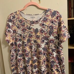 Croft & Barrow Pink and Blue Floral Short Sleeve Top